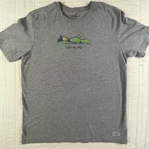 Life Is Good Men's Gray Lake Graphic Tee Large